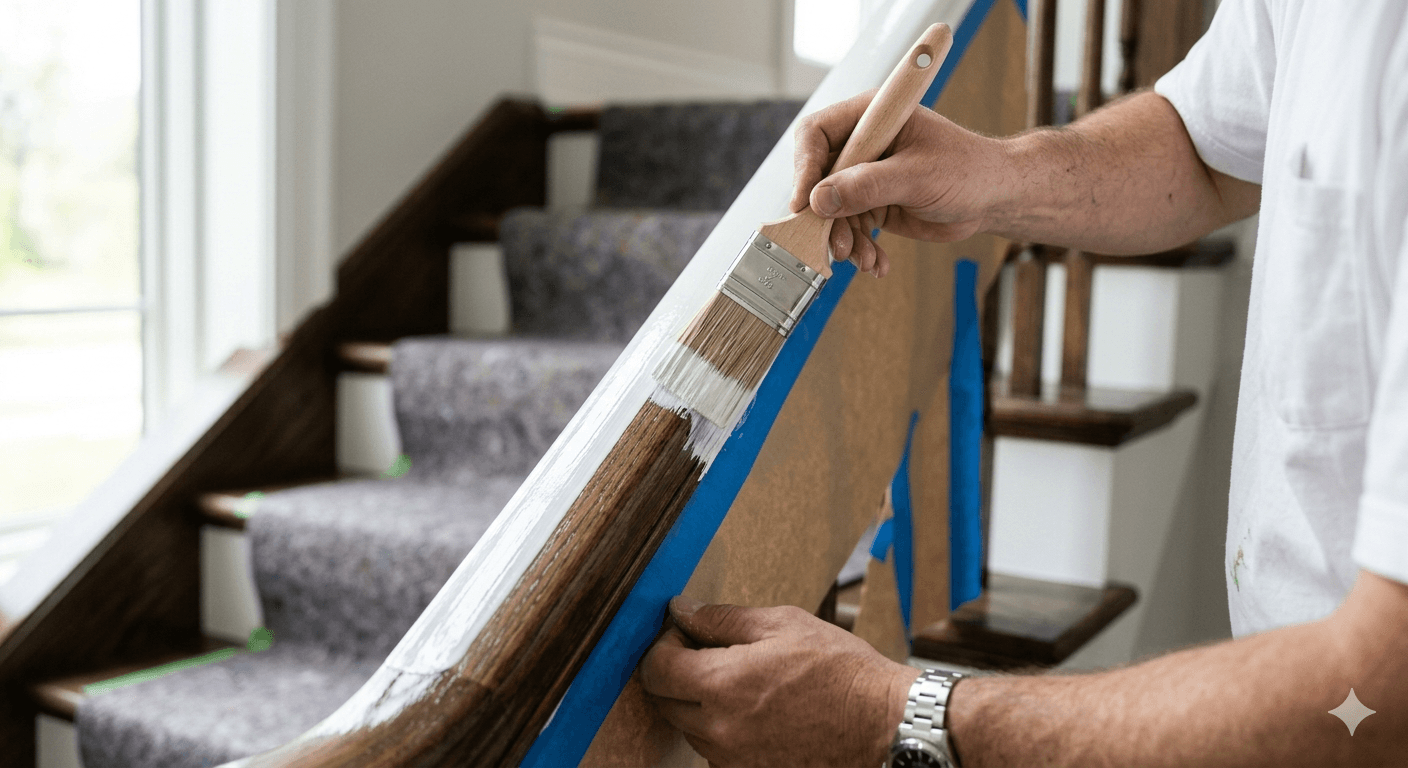Präzise Lackierarbeit an einem Handlauf