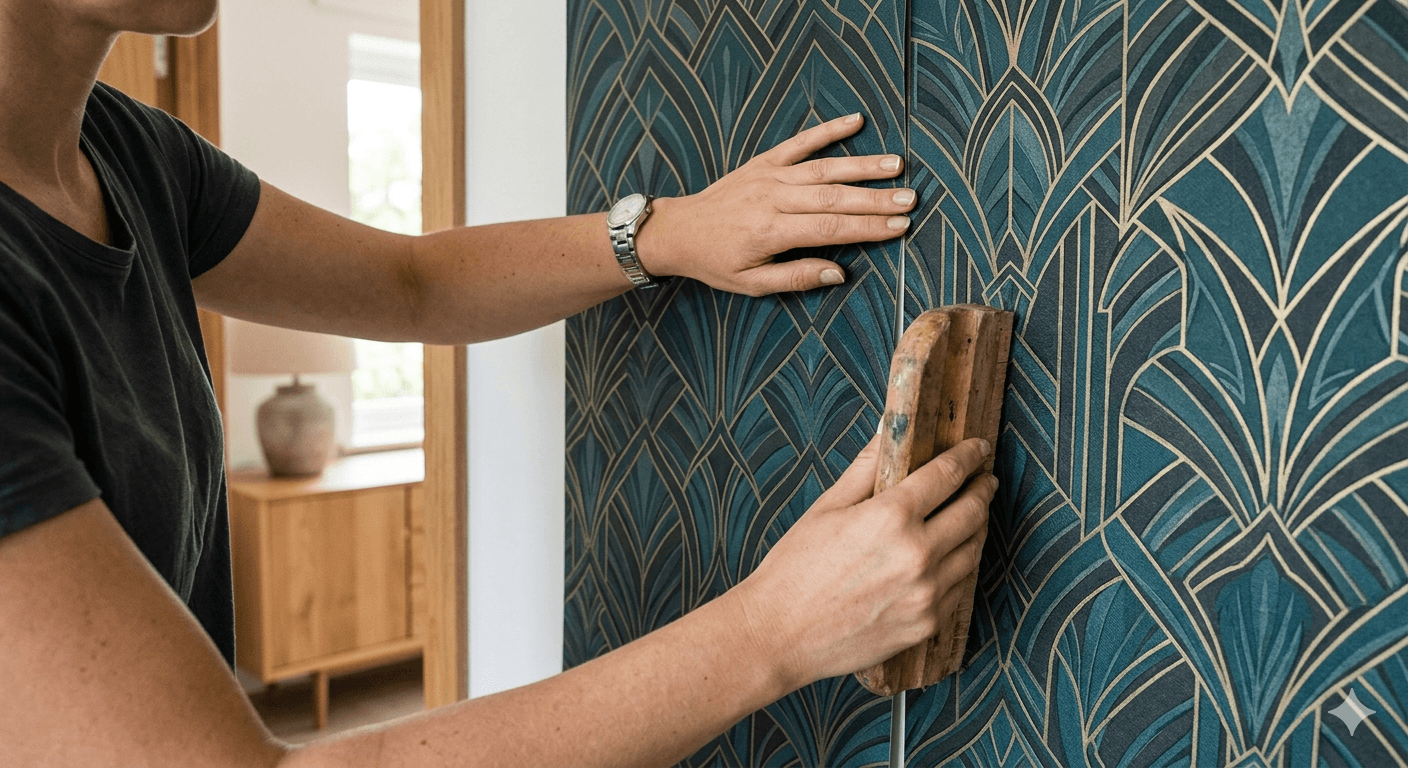 Tapezierarbeit mit präziser Musterausrichtung